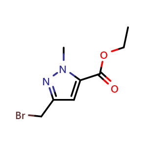 Chemical structure of ethyl 5-(bromomethyl)-2-methyl-pyrazole-3-carboxylate , CAS 199480-29-0, AChemBlock W165445