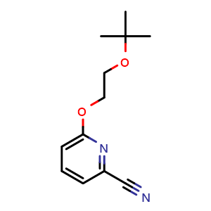 Chemical structure of 6-(2-tert-butoxyethoxy)pyridine-2-carbonitrile , CAS 1461704-72-2, AChemBlock W165446