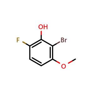 Chemical structure of 2-Bromo-6-fluoro-3-methoxyphenol , CAS 1805533-23-6, AChemBlock W165447