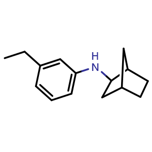 Chemical structure of endo-N-(3-ethylphenyl)norbornan-2-amine , CAS 1356677-43-4, AChemBlock W165456