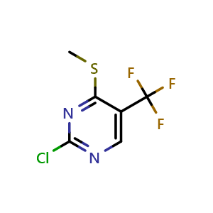 Chemical structure of 2-chloro-4-methylsulfanyl-5-(trifluoromethyl)pyrimidine , CAS 919116-35-1, AChemBlock W165459