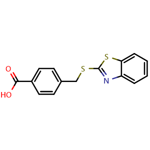 Chemical structure of 4-(1,3-benzothiazol-2-ylsulfanylmethyl)benzoic acid , CAS 82145-84-4, AChemBlock W165465