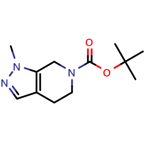 Chemical structure of tert-butyl 1-methyl-5,7-dihydro-4H-pyrazolo[3,4-c]pyridine-6-carboxylate , CAS 1395492-96-2, AChemBlock W165471
