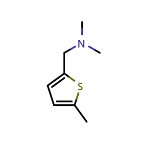 Chemical structure of N,N-dimethyl-1-(5-methyl-2-thienyl)methanamine , CAS 19260-96-9, AChemBlock W165477