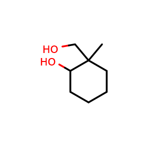 Chemical structure of 2-(hydroxymethyl)-2-methyl-cyclohexanol , CAS 90414-70-3, AChemBlock W165484