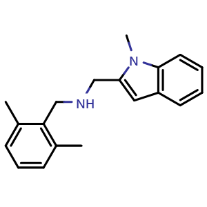 Chemical structure of N-[(2,6-dimethylphenyl)methyl]-1-(1-methylindol-2-yl)methanamine , CAS 2891599-69-0, AChemBlock W165485