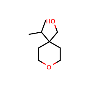 Chemical structure of (4-isopropyltetrahydropyran-4-yl)methanol , CAS 1506937-92-3, AChemBlock W165502
