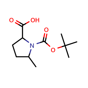 Chemical structure of 1-tert-butoxycarbonyl-5-methyl-pyrrolidine-2-carboxylic acid , CAS 1248546-01-1, AChemBlock W165507