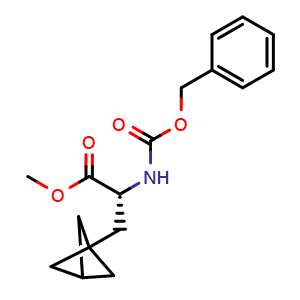 Chemical structure of methyl (2R)-2-(benzyloxycarbonylamino)-3-(1-bicyclo[1 1 1]pentanyl)propanoate , CAS 2322929-20-2, AChemBlock W165510