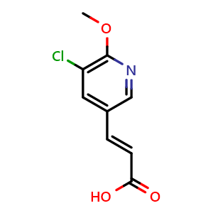 Chemical structure of 3-(5-chloro-6-methoxypyridin-3-yl)acrylic acid , CAS 2360396-56-9, AChemBlock W165511
