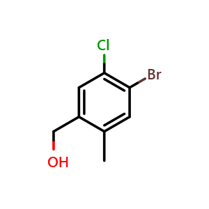 Chemical structure of (4-Bromo-5-chloro-2-methylphenyl)methanol , CAS 2091453-69-7, AChemBlock W165523