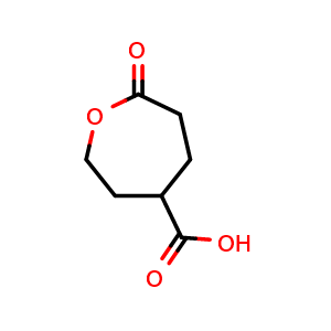 Chemical structure of 7-Oxooxepane-4-carboxylic acid , CAS 485817-06-9, AChemBlock W165525