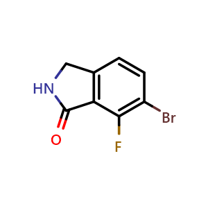 Chemical structure of 6-bromo-7-fluoro-isoindolin-1-one , CAS 1427383-21-8, AChemBlock W165527
