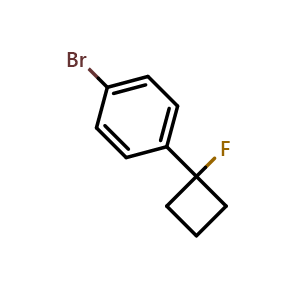 Chemical structure of 1-Bromo-4-(1-fluorocyclobutyl)benzene , CAS 945717-00-0, AChemBlock W165533