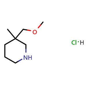 Chemical structure of 3-(methoxymethyl)-3-methyl-piperidine hydrochloride , CAS 955027-76-6, AChemBlock W165535