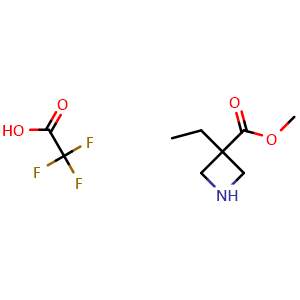 Chemical structure of methyl 3-ethylazetidine-3-carboxylate 2,2,2-trifluoroacetic acid , CAS 2940961-69-1, AChemBlock W165540