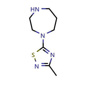 Chemical structure of 5-(1,4-diazepan-1-yl)-3-methyl-1,2,4-thiadiazole , CAS 1354961-32-2, AChemBlock W165542