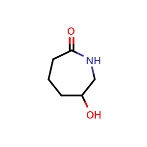 Chemical structure of 6-hydroxyazepan-2-one , CAS 1292369-55-1, AChemBlock W165552