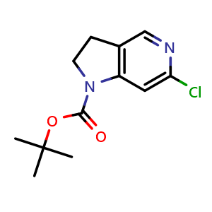 Chemical structure of tert-butyl 6-chloro-2,3-dihydropyrrolo[3,2-c]pyridine-1-carboxylate , CAS 1649470-12-1, AChemBlock W165555