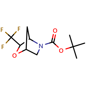 Chemical structure of tert-butyl 3-(trifluoromethyl)-2-oxa-5-azabicyclo[2 2 1]heptane-5-carboxylate , CAS 1263180-94-4, AChemBlock W165563