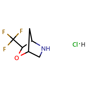 Chemical structure of 3-(trifluoromethyl)-2-oxa-5-azabicyclo[2 2 1]heptane hydrochloride , CAS 2701643-76-5, AChemBlock W165565