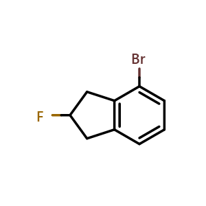 Chemical structure of 4-bromo-2-fluoro-indane , CAS 1785448-62-5, AChemBlock W165566