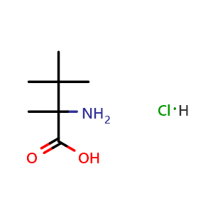 Chemical structure of 2-amino-2,3,3-trimethyl-butanoic acid hydrochloride , CAS 88807-79-8, AChemBlock W165570