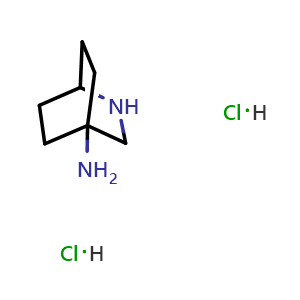 Chemical structure of 2-azabicyclo[2 2 2]octan-4-amine dihydrochloride , CAS 2832470-24-1, AChemBlock W165578