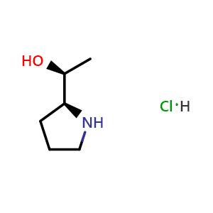 Chemical structure of (1S)-1-[(2S)-pyrrolidin-2-yl]ethanol hydrochloride , CAS 2387561-40-0, AChemBlock W165580