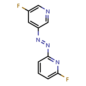Chemical structure of (E)-(5-fluoro-3-pyridyl)-(6-fluoro-2-pyridyl)diazene , CAS 2387607-48-7, AChemBlock W165582