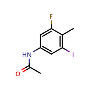 Chemical structure of N-(3-fluoro-5-iodo-4-methyl-phenyl)acetamide , CAS 2290562-62-6, AChemBlock W165595