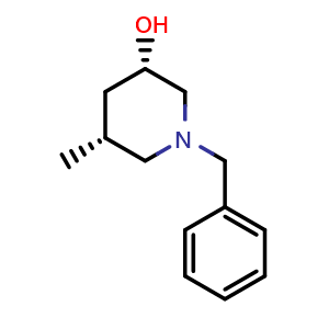 Chemical structure of (3S,5R)-1-benzyl-5-methyl-piperidin-3-ol , CAS 1909294-94-5, AChemBlock W165597