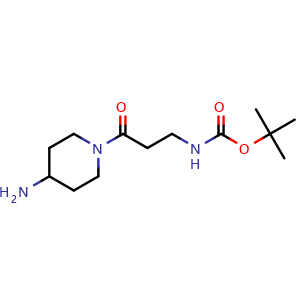 Chemical structure of tert-butyl N-[3-(4-amino-1-piperidyl)-3-oxo-propyl]carbamate , CAS 1305711-15-2, AChemBlock W165609