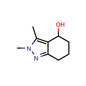 Chemical structure of 2,3-dimethyl-4,5,6,7-tetrahydroindazol-4-ol , CAS 1780632-37-2, AChemBlock W165611