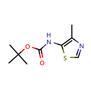Chemical structure of tert-butyl N-(4-methylthiazol-5-yl)carbamate , CAS 1318758-14-3, AChemBlock W165623
