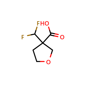 Chemical structure of 3-(difluoromethyl)tetrahydrofuran-3-carboxylic acid , CAS 2751620-45-6, AChemBlock W165625