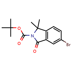 Chemical structure of tert-butyl 5-bromo-1,1-dimethyl-3-oxo-isoindoline-2-carboxylate , CAS 1817672-32-4, AChemBlock W165629