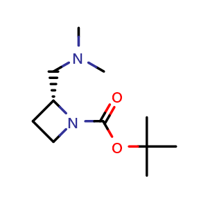 Chemical structure of tert-butyl (2R)-2-[(dimethylamino)methyl]azetidine-1-carboxylate , CAS 2891581-17-0, AChemBlock W165633