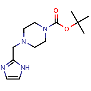 Chemical structure of tert-butyl 4-(1H-imidazol-2-ylmethyl)piperazine-1-carboxylate , CAS 2891598-88-0, AChemBlock W165637