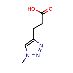 Chemical structure of 3-(1-methyltriazol-4-yl)propanoic acid , CAS 28819-28-5, AChemBlock W165642