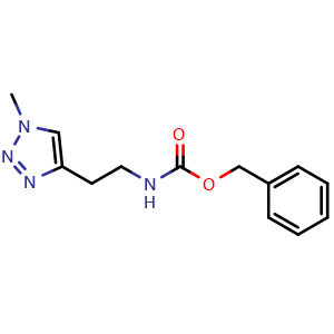 Chemical structure of benzyl N-[2-(1-methyltriazol-4-yl)ethyl]carbamate , CAS 2302591-43-9, AChemBlock W165643