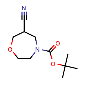Chemical structure of tert-butyl 6-cyano-1,4-oxazepane-4-carboxylate , CAS 1823484-09-8, AChemBlock W165651