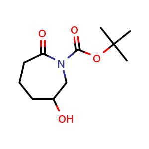 Chemical structure of tert-butyl 6-hydroxy-2-oxo-azepane-1-carboxylate , CAS 2891598-80-2, AChemBlock W165659
