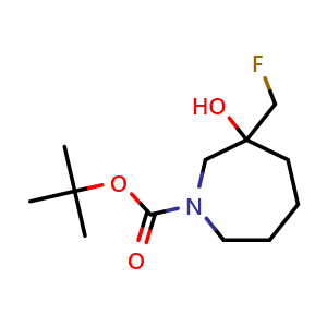Chemical structure of tert-butyl 3-(fluoromethyl)-3-hydroxy-azepane-1-carboxylate , CAS 1823981-49-2, AChemBlock W165662