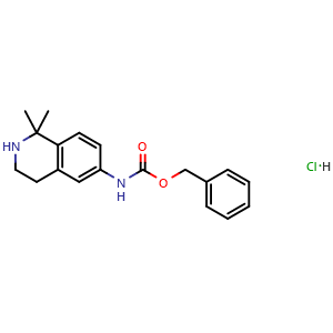 Chemical structure of benzyl N-(1,1-dimethyl-3,4-dihydro-2H-isoquinolin-6-yl)carbamate hydrochloride , CAS 2832637-95-1, AChemBlock W165675