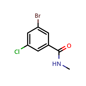 Chemical structure of 3-Bromo-5-chloro-N-methylbenzamide , CAS 1532970-00-5, AChemBlock W165678