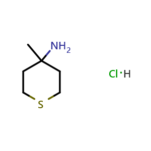 Chemical structure of 4-methyltetrahydrothiopyran-4-amine hydrochloride , CAS 851389-41-8, AChemBlock W165684