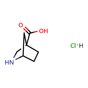 Chemical structure of 2-azabicyclo[2 2 1]heptane-4-carboxylic acid hydrochloride , CAS 1824151-12-3, AChemBlock W165689