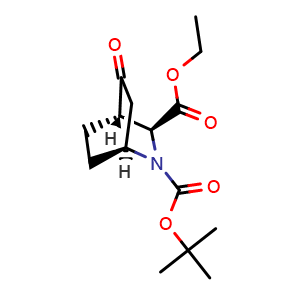 Chemical structure of O2-tert-butyl O3-ethyl (1S,3S,4S)-5-oxo-2-azabicyclo[2 2 2]octane-2,3-dicarboxylate , CAS 2380627-50-7, AChemBlock W165693
