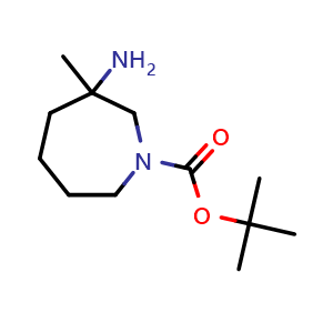 Chemical structure of tert-butyl 3-amino-3-methyl-azepane-1-carboxylate , CAS 1513512-18-9, AChemBlock W165696